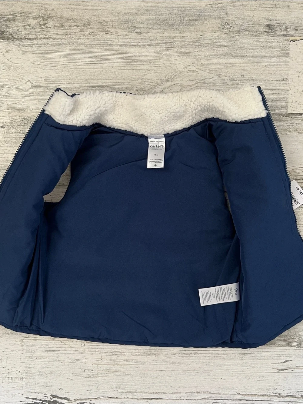 Carter’s Lightweight Quilted Vest Baby 9M Navy Blue  Zip Front Layering